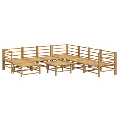 vidaXL Set de muebles de jardín 9 piezas bambú y cojines gris claro