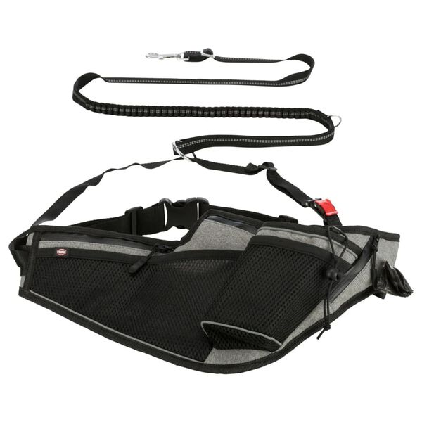 TRIXIE Cintur&oacute;n con correa de perro para correr gris y negro