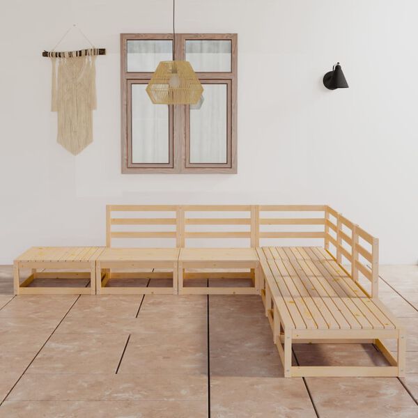 vidaXL Juego de muebles de jard&iacute;n 7 piezas madera maciza de pino