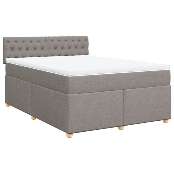 vidaXL Cama box spring con colch&oacute;n tela gris taupe 140x200 cm