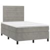 vidaXL Cama box spring colch&oacute;n y LED terciopelo gris claro 120x200 cm
