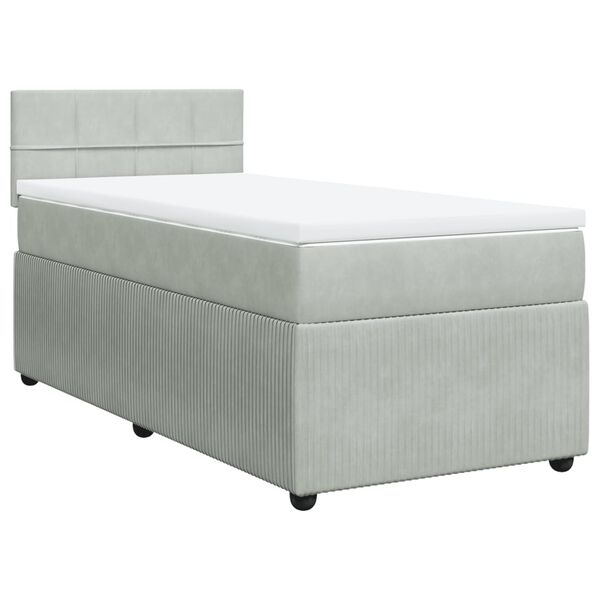vidaXL Cama box spring con colch&oacute;n terciopelo gris claro 90x190 cm