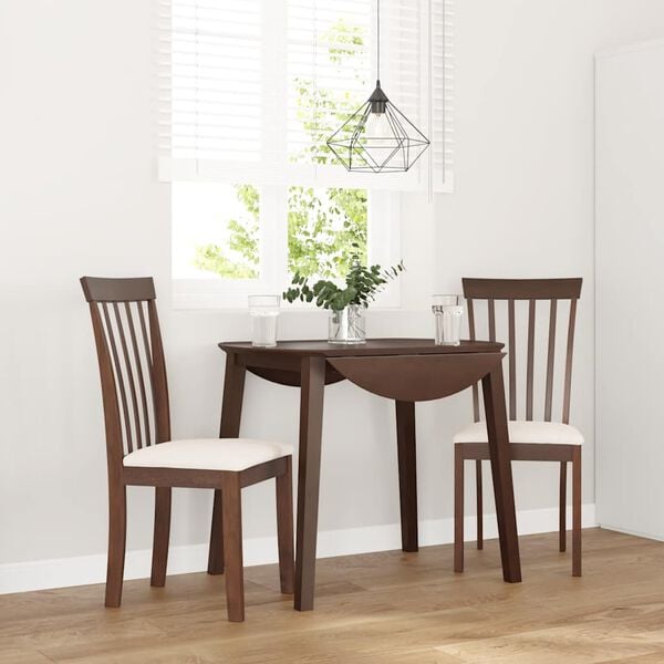 vidaXL Sillas de comedor con cojines 2 uds madera maciza marr&oacute;n caucho