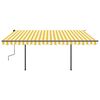 vidaXL Toldo autom&aacute;tico LED sensor de viento amarillo y blanco 4,5x3 m