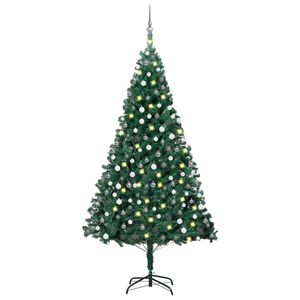 vidaXL &Aacute;rbol de Navidad preiluminado con luces y bolas verde 240 cm