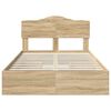 vidaXL Cama con almacenamiento con cabecera Roble Sonoma 135 x 190 cm