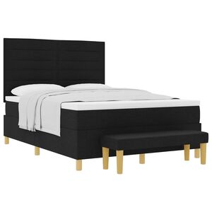 vidaXL Cama tipo Box Spring con colch&oacute;n Negro 160 x 200 cm tela