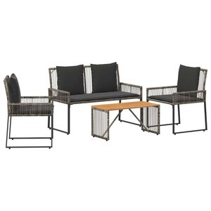 vidaXL Juego de muebles de exterior con coj&iacute;n 9 pcs Gris y Gris Oscuro
