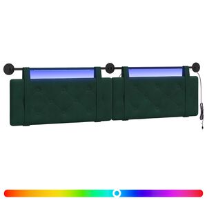 vidaXL Cabecero colgante Con luz LED Verde oscuro Terciopelo