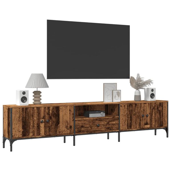 vidaXL Mueble TV con caj&oacute;n madera ingenier&iacute;a envejecida 200x25x44 cm
