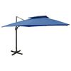 vidaXL Sombrilla jard&iacute;n voladiza cubierta doble azul celeste 300x300cm
