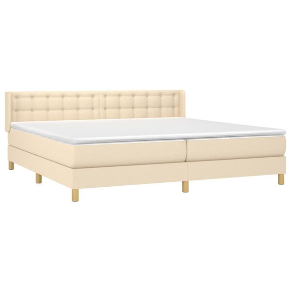 vidaXL Cama box spring con colch&oacute;n tela color crema 180x200 cm