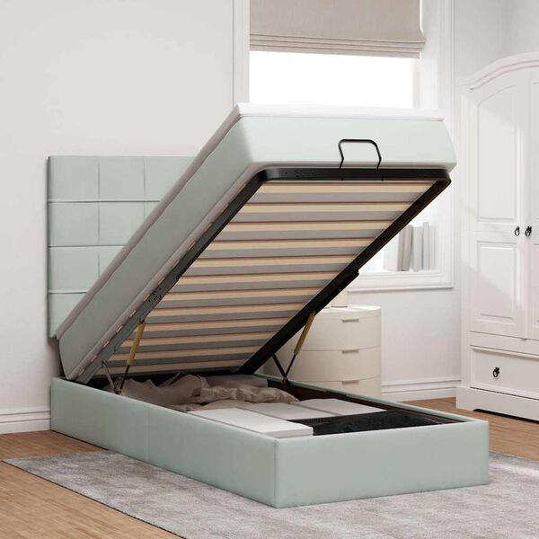 vidaXL Estructura cama otomana colchones gris claro 80x200cm