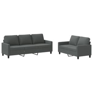 vidaXL Juego de sof&aacute;s con cojines 2 piezas tela gris oscuro