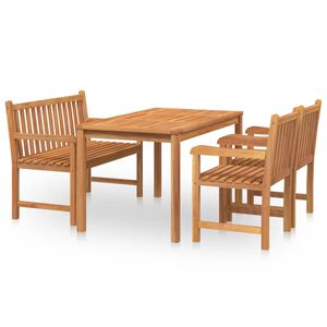 vidaXL Juego de comedor de jard&iacute;n 4 piezas madera maciza de teca