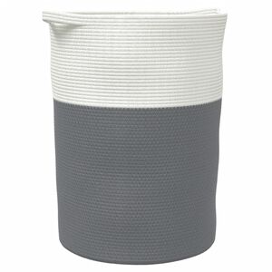 vidaXL Cesta de almacenaje algod&oacute;n gris y blanco &Oslash;49x65 cm