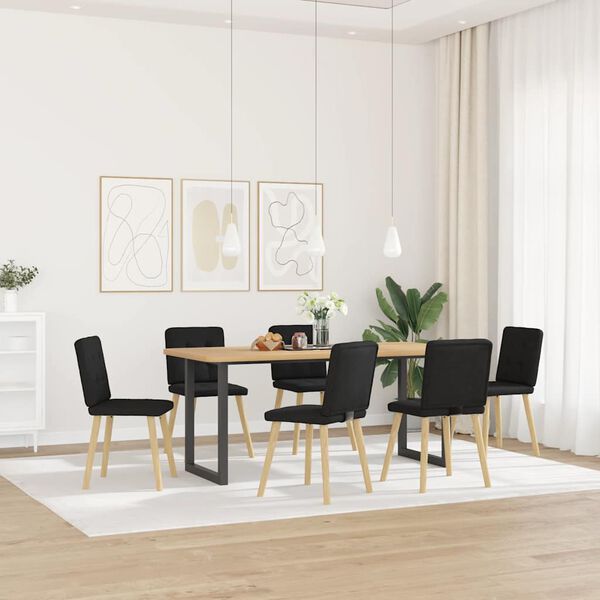 vidaXL Sillas de comedor giratorias 6 unidades tela negras