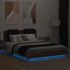 vidaXL Estructura de cama cabecero luces LED roble marr&oacute;n 140x200 cm