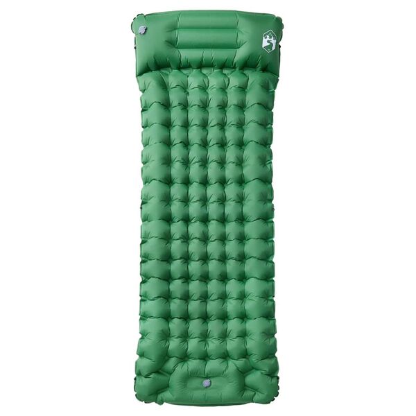 vidaXL Colch&oacute;n de camping autoinflable con almohada 1 persona verde