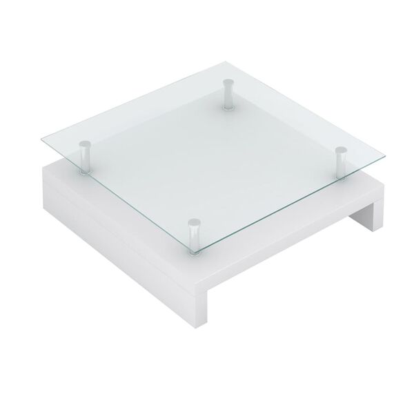vidaXL Mesa de centro con superficie de vidrio blanco