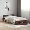 vidaXL Cama con caj&oacute;n madera de ingenier&iacute;a marr&oacute;n roble 90x200 cm