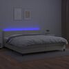vidaXL Cama box spring colch&oacute;n y LED cuero sint&eacute;tico crema 200x200 cm