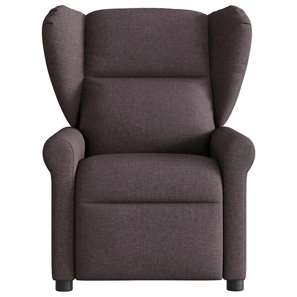vidaXL Sillón de masaje reclinable de tela marrón oscuro