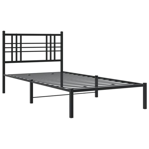 vidaXL Estructura cama sin colch&oacute;n con cabecero metal negro 107x203 cm