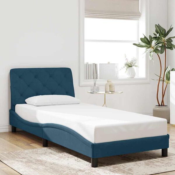 vidaXL Estructura de cama con LED sin colch&oacute;n terciopelo azul 80x200 cm