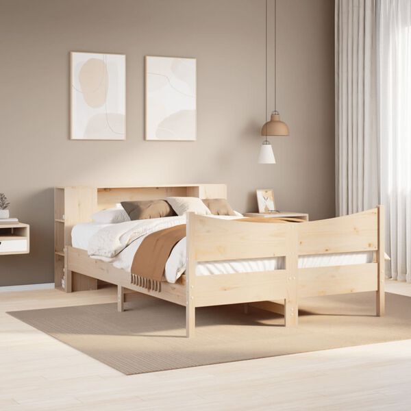 vidaXL Estructura de cama sin colch&oacute;n madera de pino maciza 120x200 cm