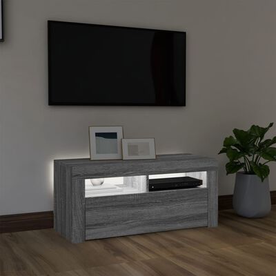 vidaXL Mueble de TV con luces LED gris Sonoma 90x35x40 cm