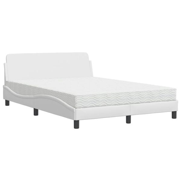 vidaXL Cama con colch&oacute;n Dover cuero sint&eacute;tico blanco 140x200 cm