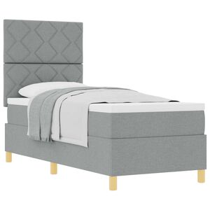 vidaXL Cama tipo Box Spring con colch&oacute;n Gris Claro 80 x 200 cm tela