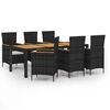 vidaXL Juego de comedor de jard&iacute;n 7 piezas rat&aacute;n sint&eacute;tico negro