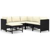 vidaXL Set de muebles de jard&iacute;n 6 pzas y cojines rat&aacute;n sint&eacute;tico negro