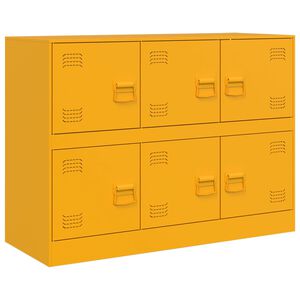 vidaXL Aparador de acero amarillo mostaza 99x39x73 cm