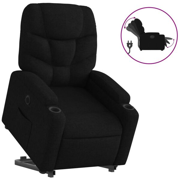 vidaXL Sill&oacute;n el&eacute;ctrico reclinable elevable de tela negro