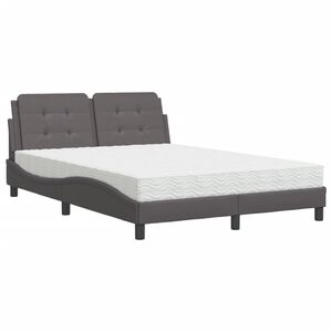 vidaXL Estructura de cama sin colch&oacute;n Zadar cuero sint&eacute;tico gris 140x190 cm