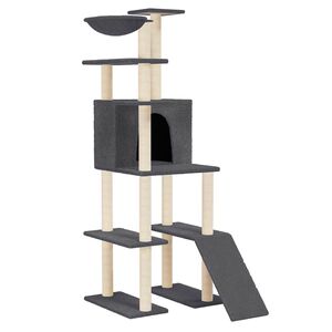 vidaXL Rascador para gatos con postes de sisal gris oscuro 166 cm