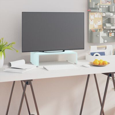 vidaXL Mueble TV/Elevador de monitor cristal verde 40x25x11 cm