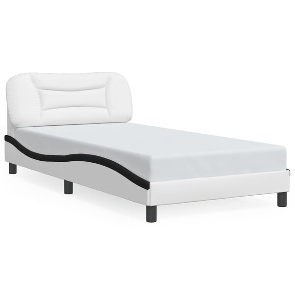 vidaXL Estructura de cama sin colch&oacute;n Hvar cuero sint&eacute;tico blanco y negro