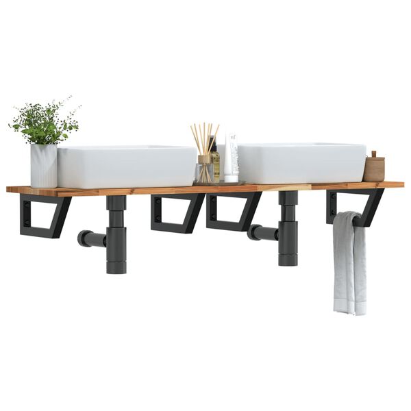 vidaXL Estante de lavabo de pared acero y madera maciza de acacia
