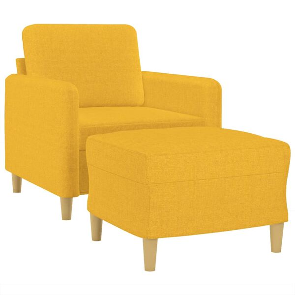 vidaXL Sill&oacute;n con taburete tela amarillo claro 60 cm