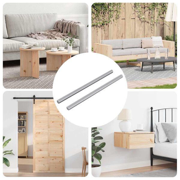 vidaXL Barras roscadas 2 pcs Plateado