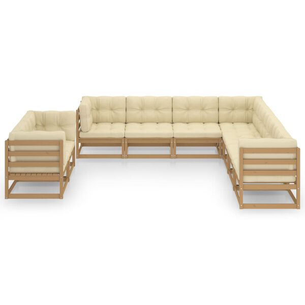 vidaXL Set de muebles de jard&iacute;n 9 pzs cojines madera pino marr&oacute;n miel