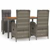 vidaXL Set comedor de jard&iacute;n 5 piezas con cojines rat&aacute;n sint&eacute;tico gris