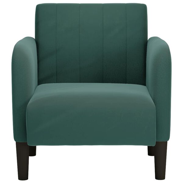 vidaXL Sill&oacute;n con reposabrazos Terciopelo Verde Oscuro 54 cm