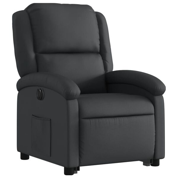 vidaXL Sillón reclinable eléctrico elevable cuero auténtico negro