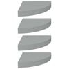 vidaXL Estantes flotantes de pared 4 uds MDF gris 25x25x3,8 cm