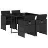 vidaXL Set de muebles jard&iacute;n 5 pzas con cojines rat&aacute;n sint&eacute;tico negro